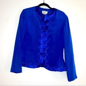 Adrianna Papell sapphire Blue Formal Embroidered Jacket Size 8